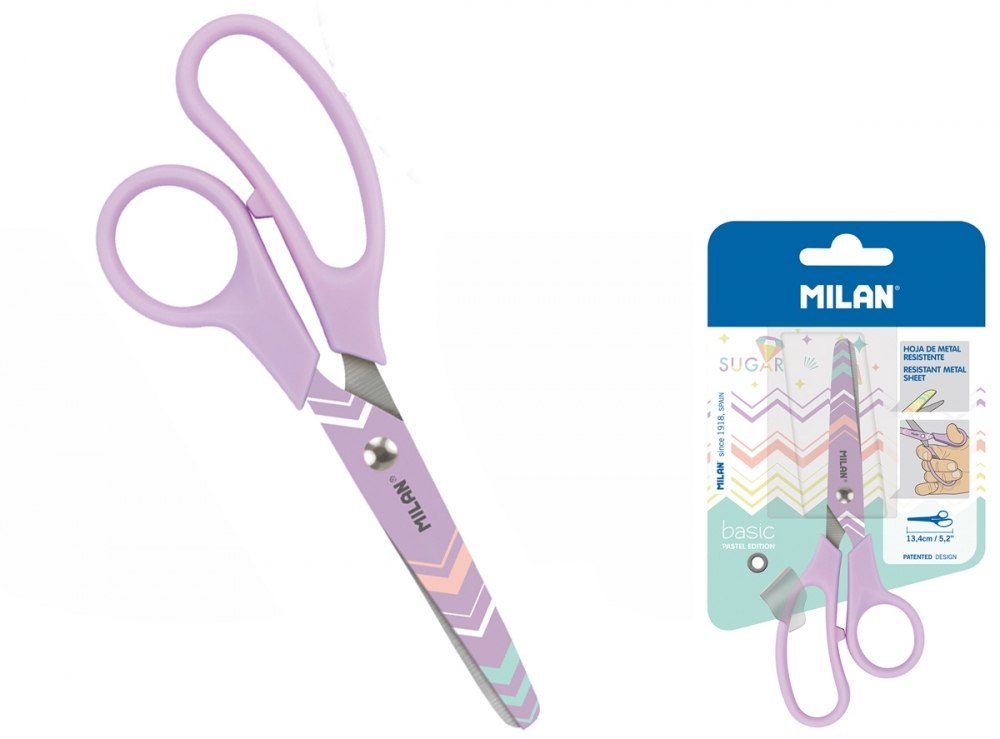 SCHOOL Scissors MILAN BASIC PASTEL PURPLE, 1 PCS. ON A BLISTER